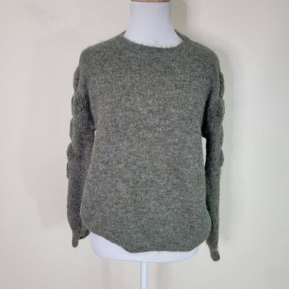 Boundless North Floral 3D Embroidered Dark Green Wool Blend Sweater Size Small S - Picture 1 of 5